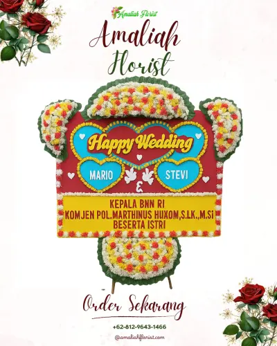 Karangan Papan Bunga Pernikahan di Kerokan
